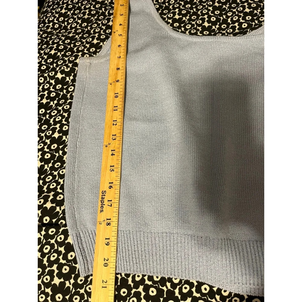 Vintage St. John Blue Sleeveless Blouse Size Large - Picture 4 of 5